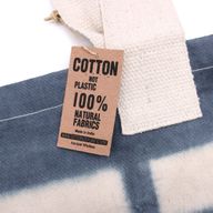 Natural Tye-Dye Cotton Bag (8oz) - 38x42x12cm - Sky Blue Blocks - Natural Handle