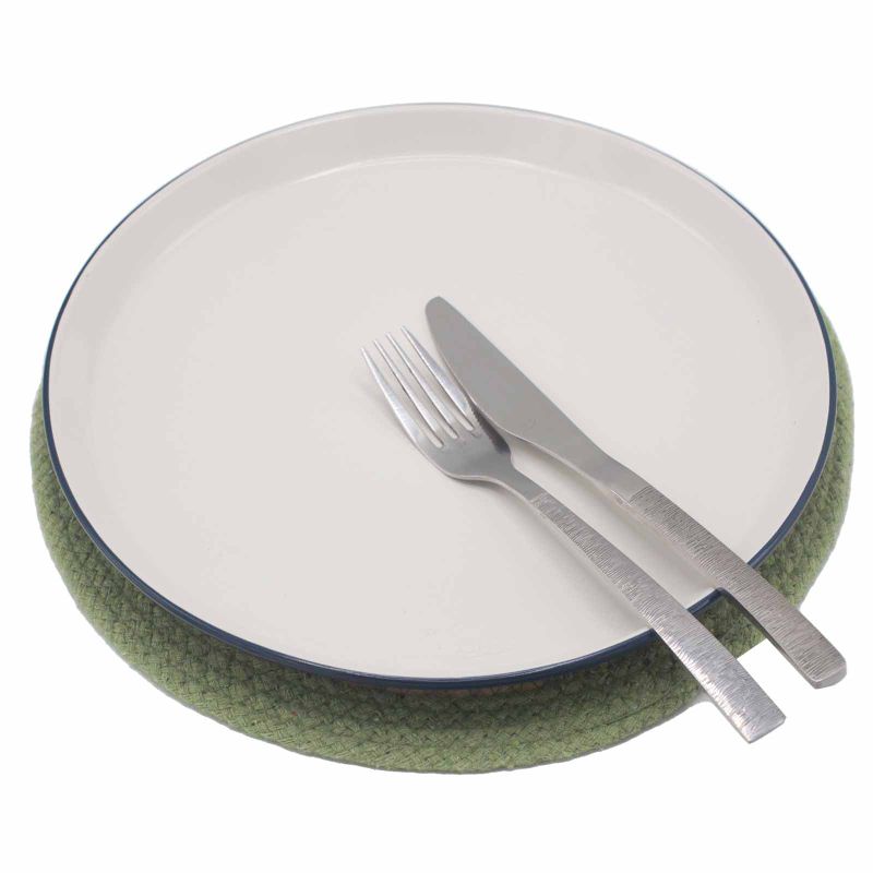 Natural Place Mat - Jute & Cotton 30cm - Olive Boarder