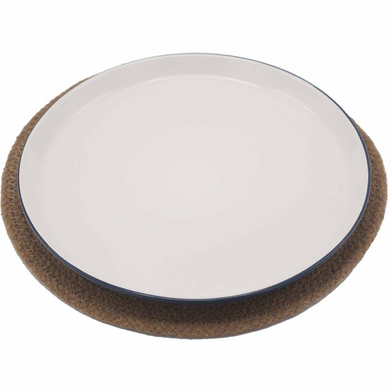 Natural Place Mat - Jute & Cotton 30cm - Natural Boarder
