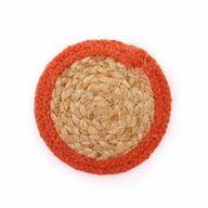 Natural Coaster - Jute & Cotton 10cm (set of 6) Mixed colours in basket