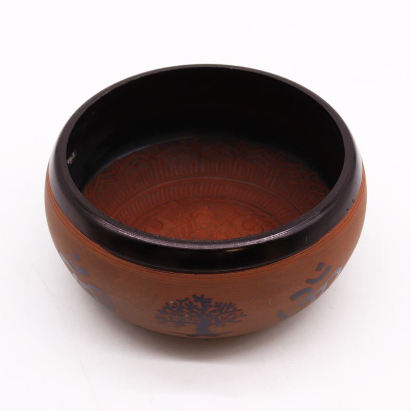 Earth Powder Singing Bowl - Clay Om Buddha - 16cm