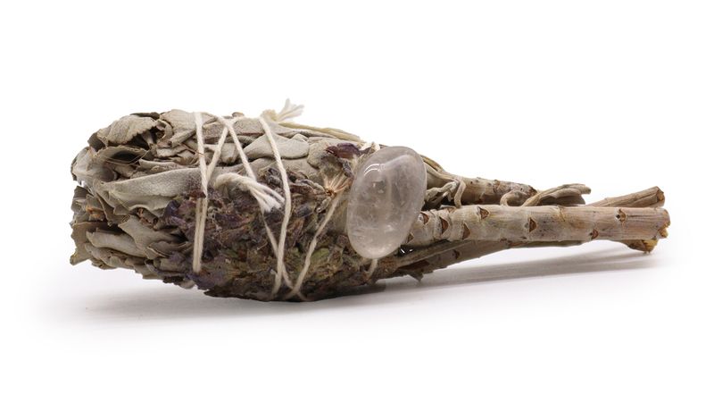 Smudge Stick - Spiritual Healing Sage Torch  (amethyst) 10 cms