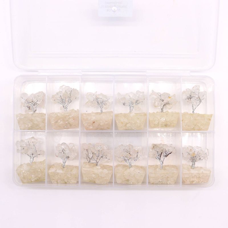 Mini Gemstone Trees On Orgonite Base - Rock Quartz (15 stones)