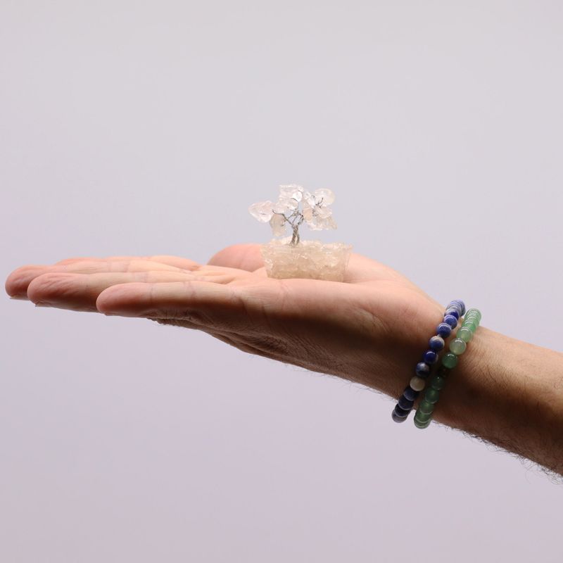 Mini Gemstone Trees On Orgonite Base - Rock Quartz (15 stones)