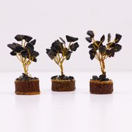 Mini Gemstone Trees On Wood Base - Black Agate (15 stones)