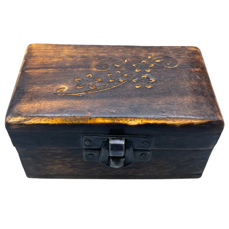 Set of 5 Wooden Pill Box 9x5x4cm - Carved Designs