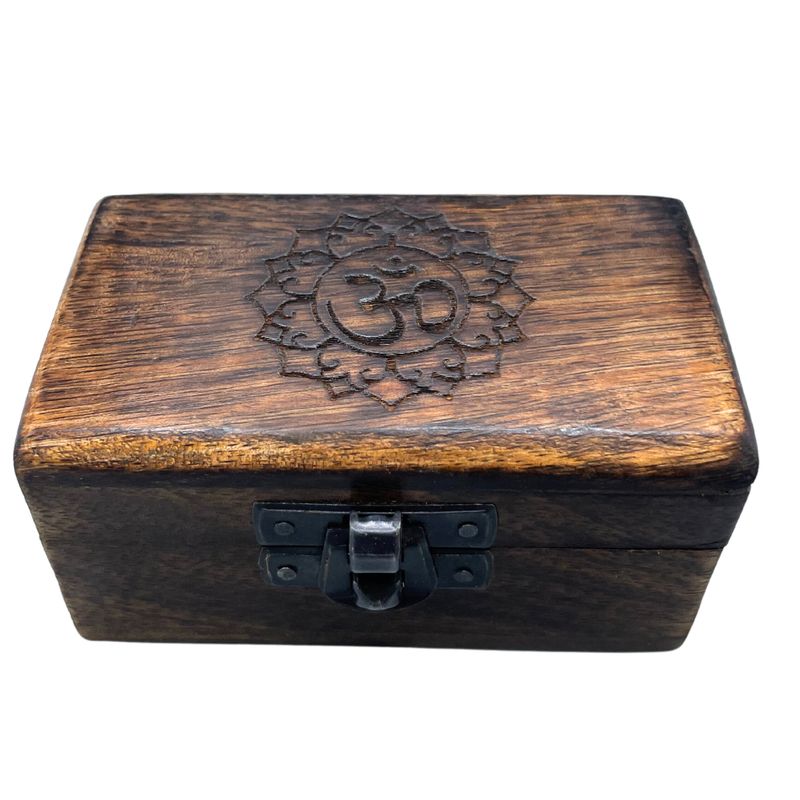 Set of 5 Wooden Pill Box 9x5x4cm - Carved Designs