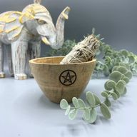 Wooden Smudge and Ritual Offerings Bowl - Pentagon - 12x7cm