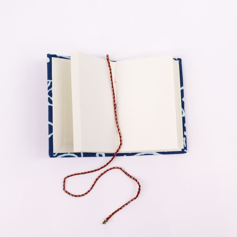 4x Block Print Cotton Bound Notebooks 7x10cm - Assorted