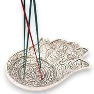 Polished Aluminium Lrg Hamsa Incense Holder 18x13cm