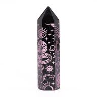 Black Obsidian Points (approx 60-70 gm 9cm) - Mystic Story - Rose Pink