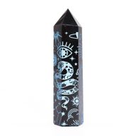 Black Obsidian Points (approx 60-70 gm 9cm) - Mystic Story - Sky Blue