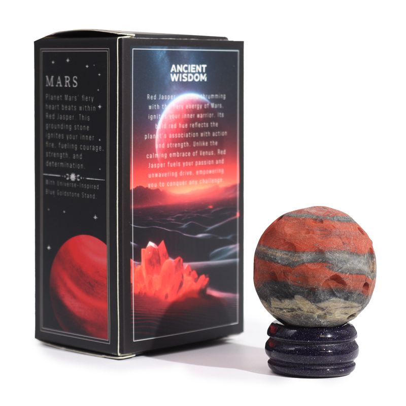 Red Jasper Planet on a Sola Goldstone Stand - 40mm (30x15mm stand)