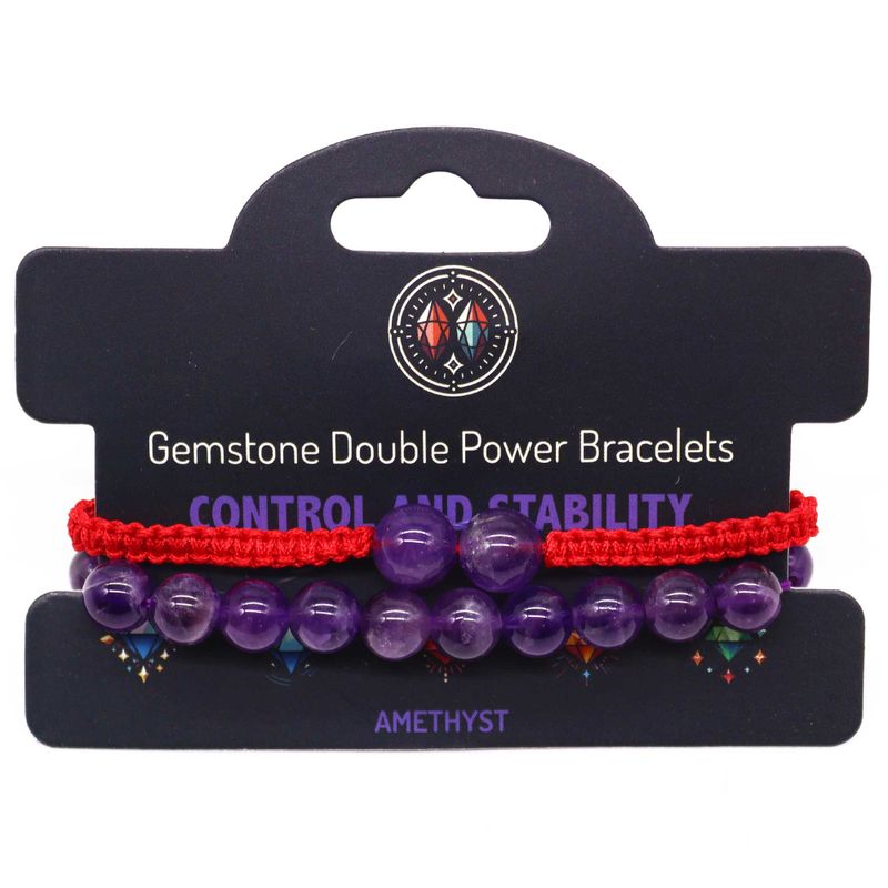 Gemstone Double Power Bracelets- Amythist