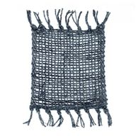 Set of 4 Seagrass Fringe Natural Coaster - Charcoal