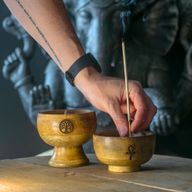Lrg Ritual Bowl Incense Cone Holder 11x10 cm - Om