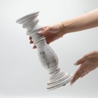 Classic Candle Stand - Whitewash -  30x10cm - Medium