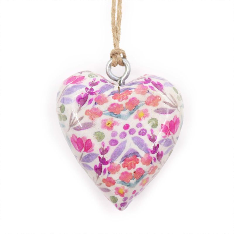 Lrg Decor Wood Heart -  Pretty Floral