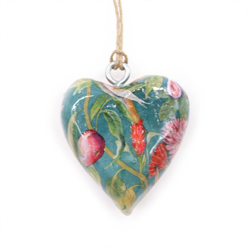 Lrg Decor Wood Heart -  Bird & Floral