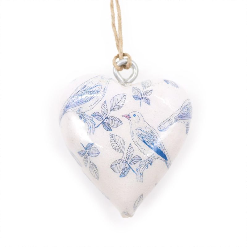 Lrg Decor Wood Heart -  Blue Bird