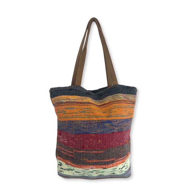Recycled Big Rug Bag - Shades of Mushrooms