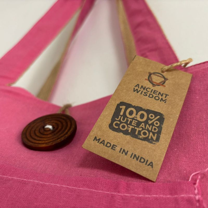 Reversible Jute & Cotton Big Bag - Pink