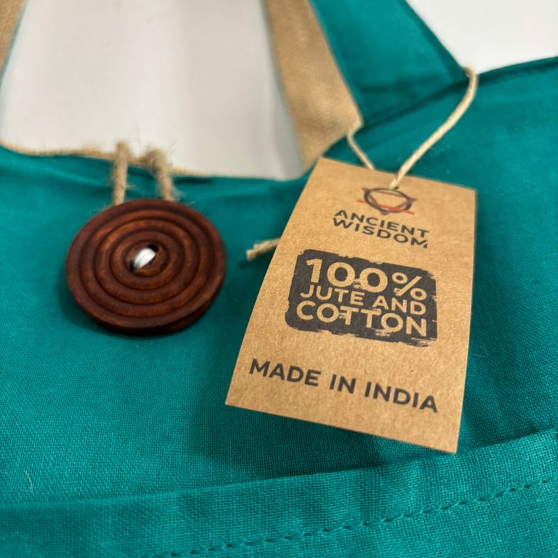 Reversible Jute & Cotton Big Bag - Teal