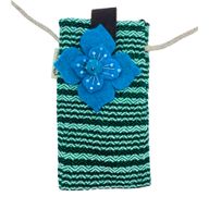 Phone Holder Bag Stripes Green  - flower decor