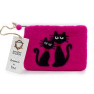 Natural Felt Zipper Pouches – Two Cats