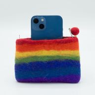 Natural Felt Zipper Pouches - Rainbow