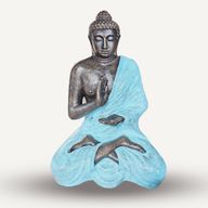 Large Turquoise & Stone Buddha Meditation in Stupa - 1.5m