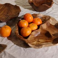 Smooth Round Teakwood Fruit Bowl Three Sections - 30x5.5cm