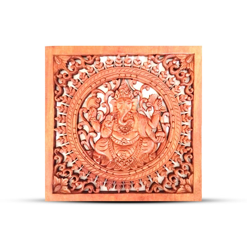Square Decorative Wooden Buddha Ganesh Panel 40x40