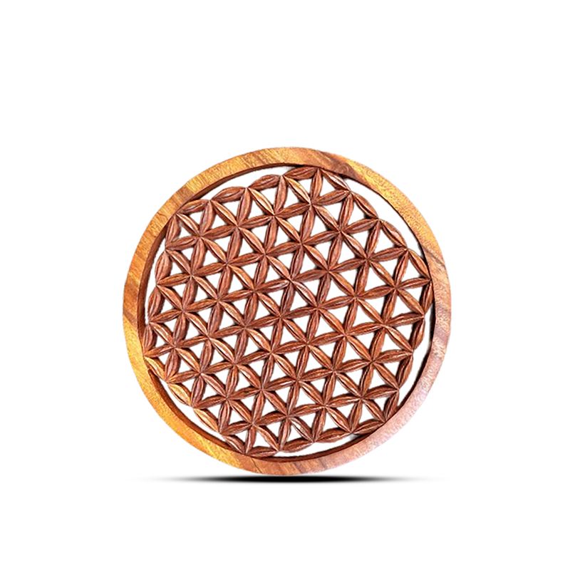 Round Decorative Wooden Flower of Life Panel 30cm