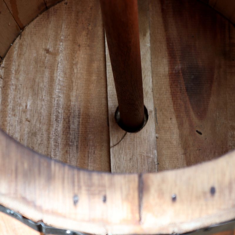 Beer Barrel Stool & Parasol Stand – Natural Wood 38 x 32 cm
