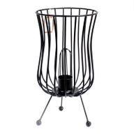 Tall Salt Rock Brazier Lamp, Cable, Bulb, White Salt