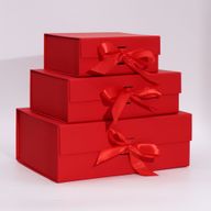 Flat Pack Gift Box - Medium Square (20x18.2x8cm) - Red