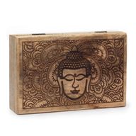Big Rectangle Box 21.5x14x6.3cm - Buddha Face Black Engraved