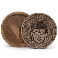 Big Round Box 17.5x7.5cm - Buddha Face Black Engraved