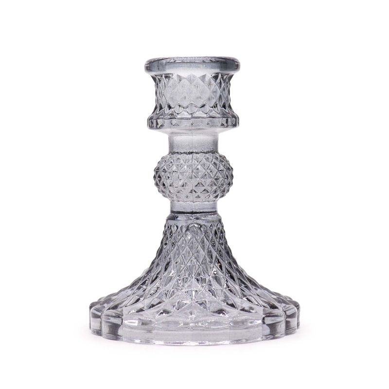 Set of 2 Vintage Dinner Candle Holder - - Midnight Grey