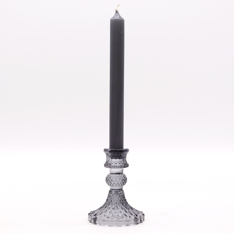 Set of 2 Vintage Dinner Candle Holder - - Midnight Grey