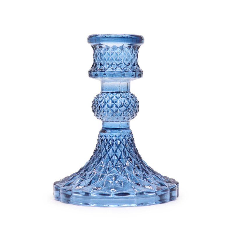 Set of 2 Vintage Dinner Candle Holder - Royal Blue