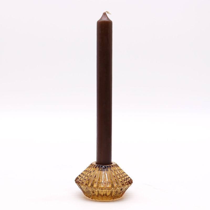 Set of 2  Flower Flip Dinner Candle / Tealight Holder -  Antique Amber