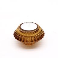 Set of 2  Flower Flip Dinner Candle / Tealight Holder -  Antique Amber