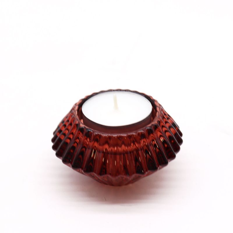 Set of 2  Flower Flip Dinner Candle / Tealight Holder -  Vampire Red