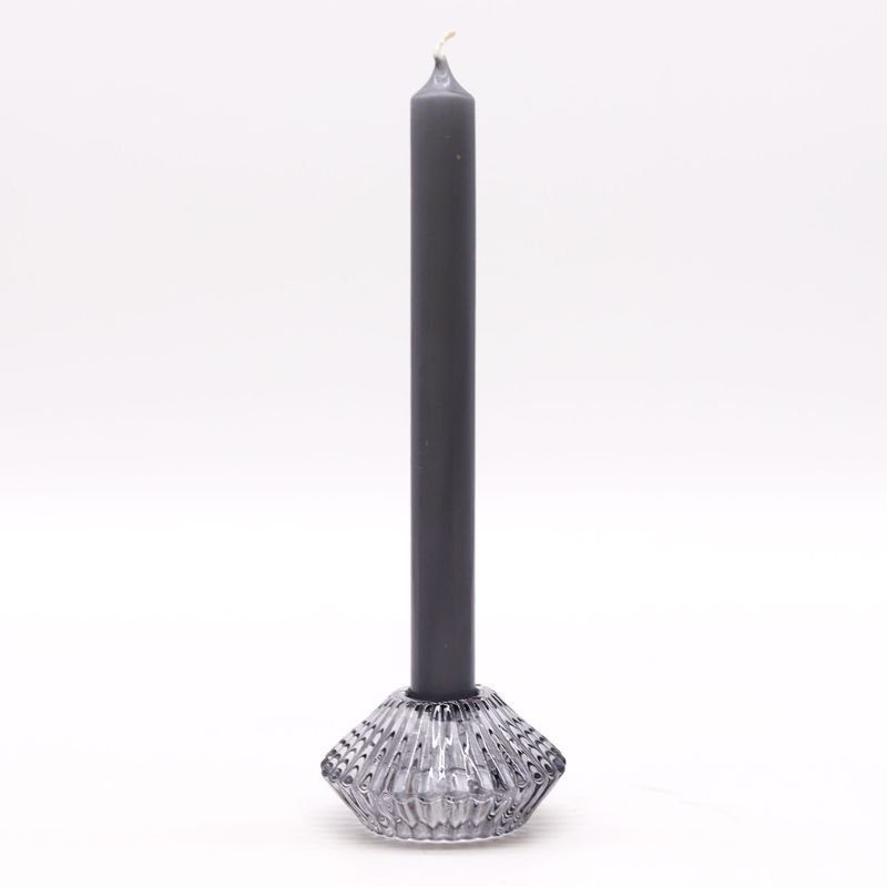 Set of 2  Flower Flip Dinner Candle / Tealight Holder -  Midnight Grey