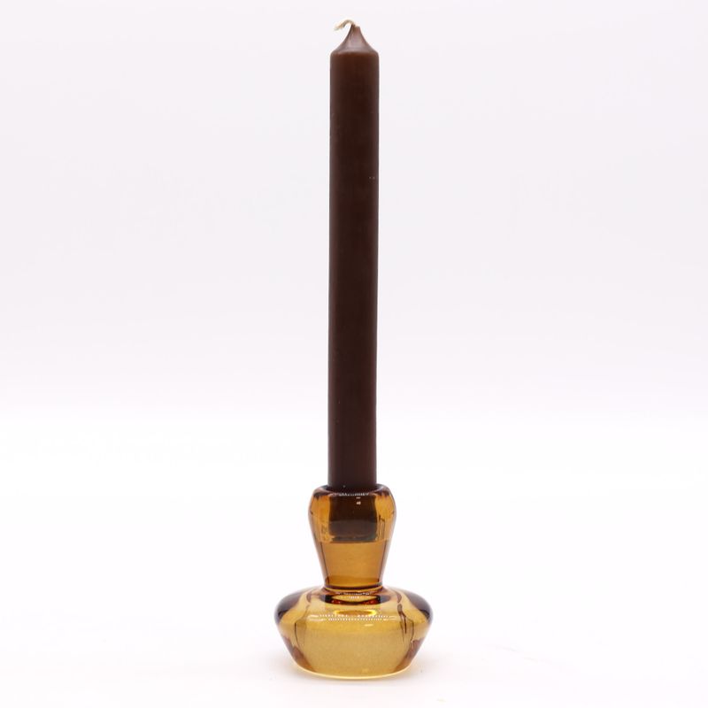 Set of 2 Mushroom Flip Dinner Candle / Tealight Holder - Antique Amber