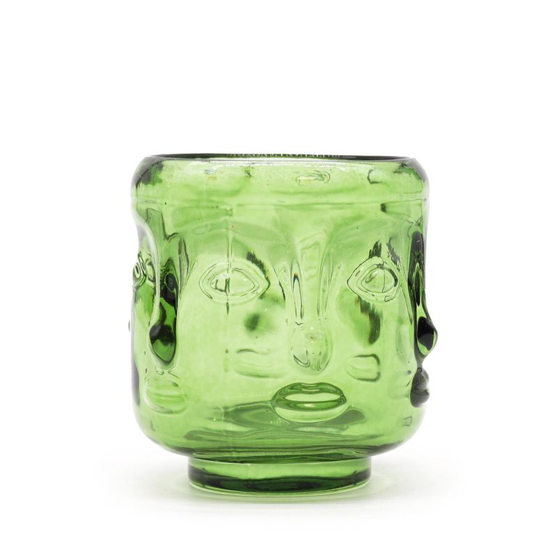 Set of 2 Buddha Faces Candle Jar - Garden Jade