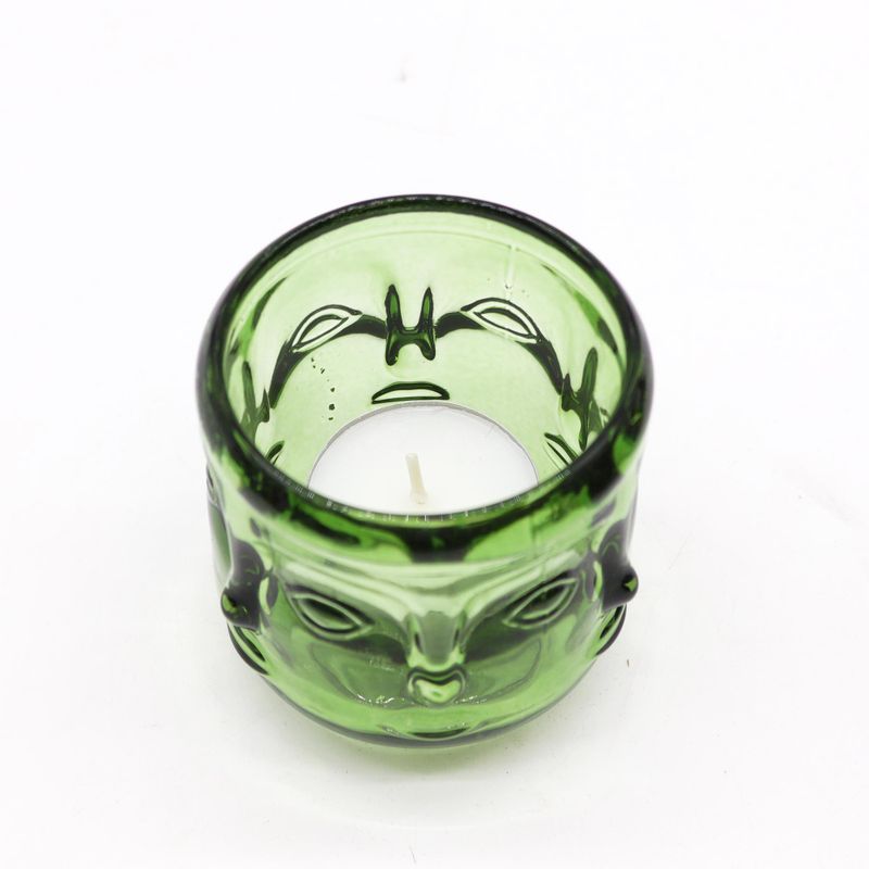 Set of 2 Buddha Faces Candle Jar - Garden Jade