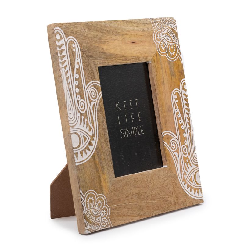 Med Mango Wood Picture Framel (for 10x15cm) 26x20x2cm - Hamsa - White